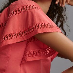 Flutter-Sleeve Cutwork Top